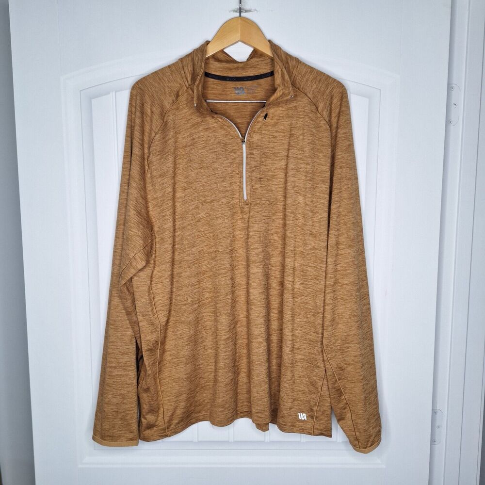 VRST Accelerate Warm Quarter Zip Pullover Mens 2XL Brown Performance Stretch